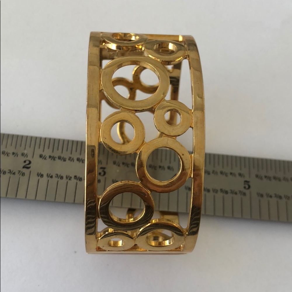 Gold Tone Hinged Bracelet Dots Dots View 5